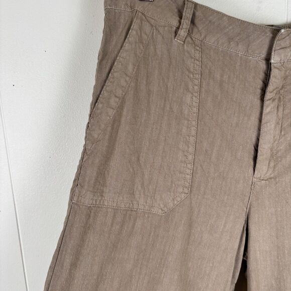 KUT From The Kloth Topaz Womens Size 8 Wide Leg Cropped Pants Taupe Linen Blend - Picture 6 of 11